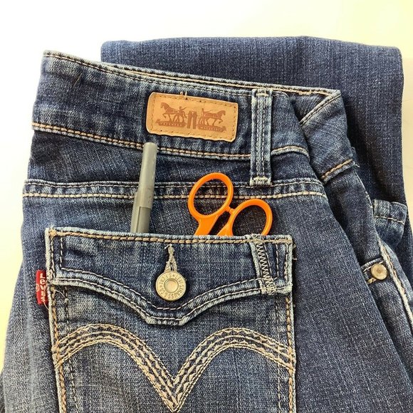 Levis Womens 529 Blue Jeans Size M Curvy Bootcut Mid Rise Stretch Denim 28x32 - Picture 10 of 10